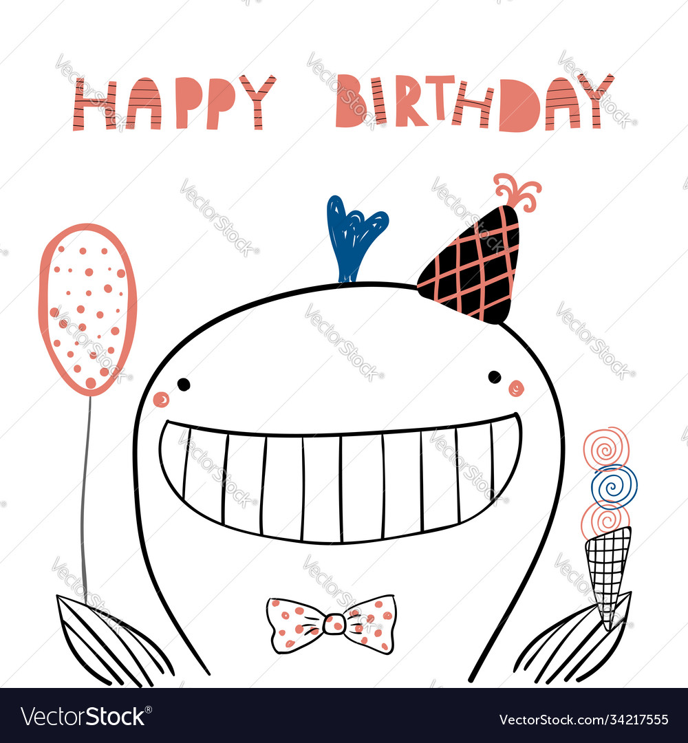 Cute whale birthday card