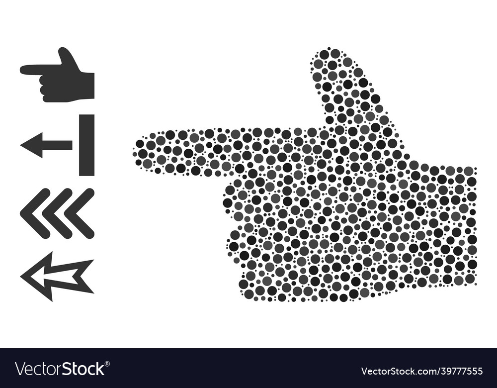 Dotted hand pointer left composition of circles vector image Dotted hand pointer left composition of circles