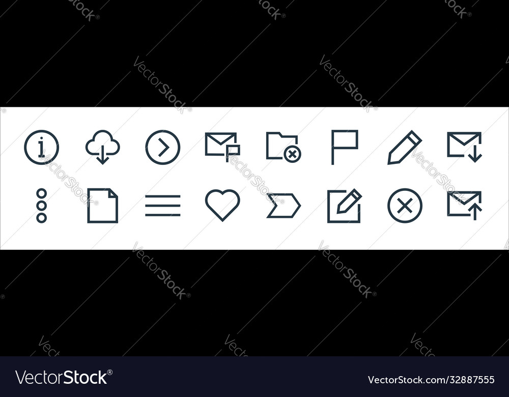 Email line icons linear set quality