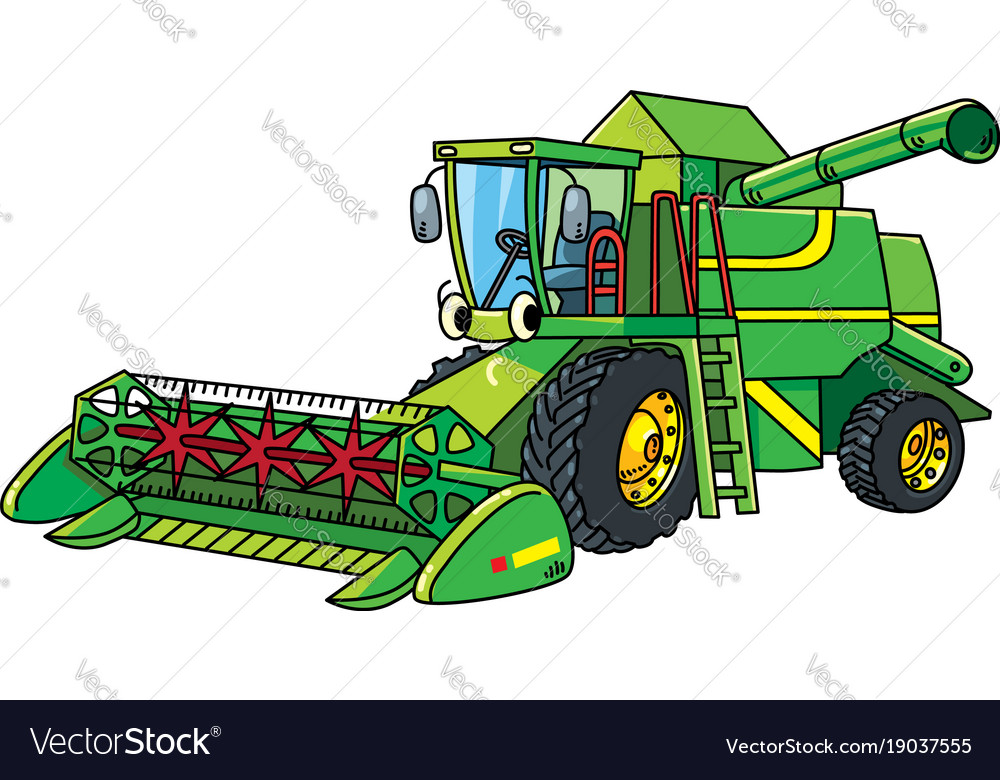 Funny combine harvester with eyes