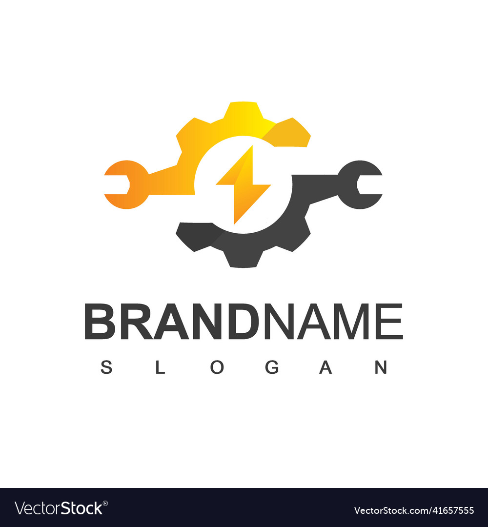 Gear with flash logo template electric icon