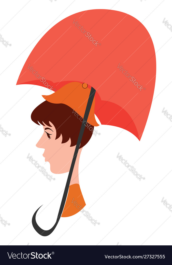 Girl with umbrella on white background