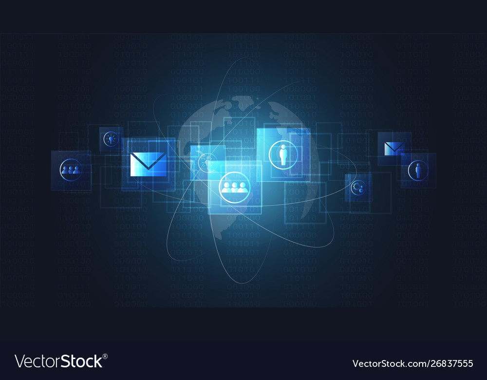 Global network connection with world map vector image Global network connection with world map