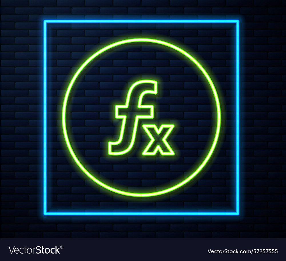 Glowing neon line function mathematical symbol vector image Glowing neon line function mathematical symbol