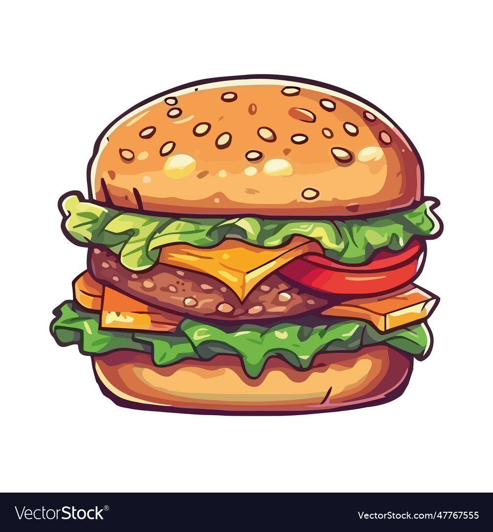 Gourmet cheeseburger with grilled meat Royalty Free Vector