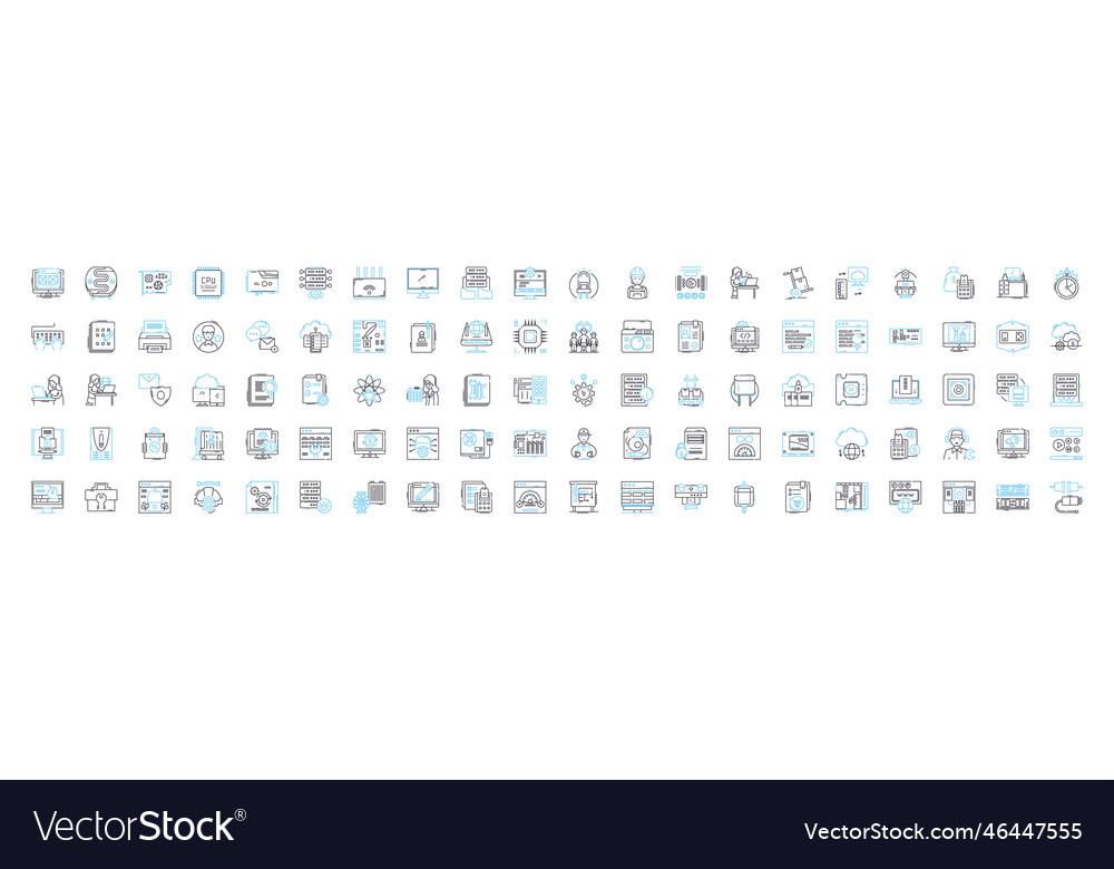 Hardware tech line icons set vector image Hardware tech line icons set