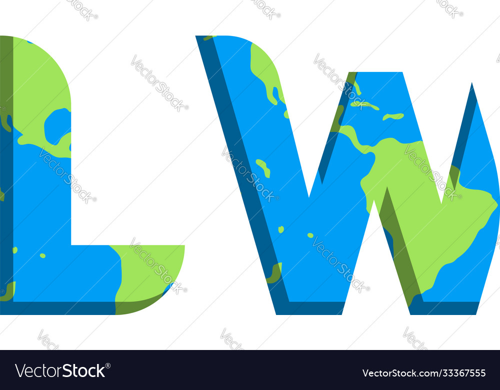 Initial lw logo design with world map style vector image Initial lw logo design with world map style