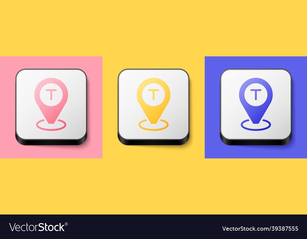 Isometric map pointer with taxi car icon isolated Vector Image Isometric map pointer with taxi car icon isolated