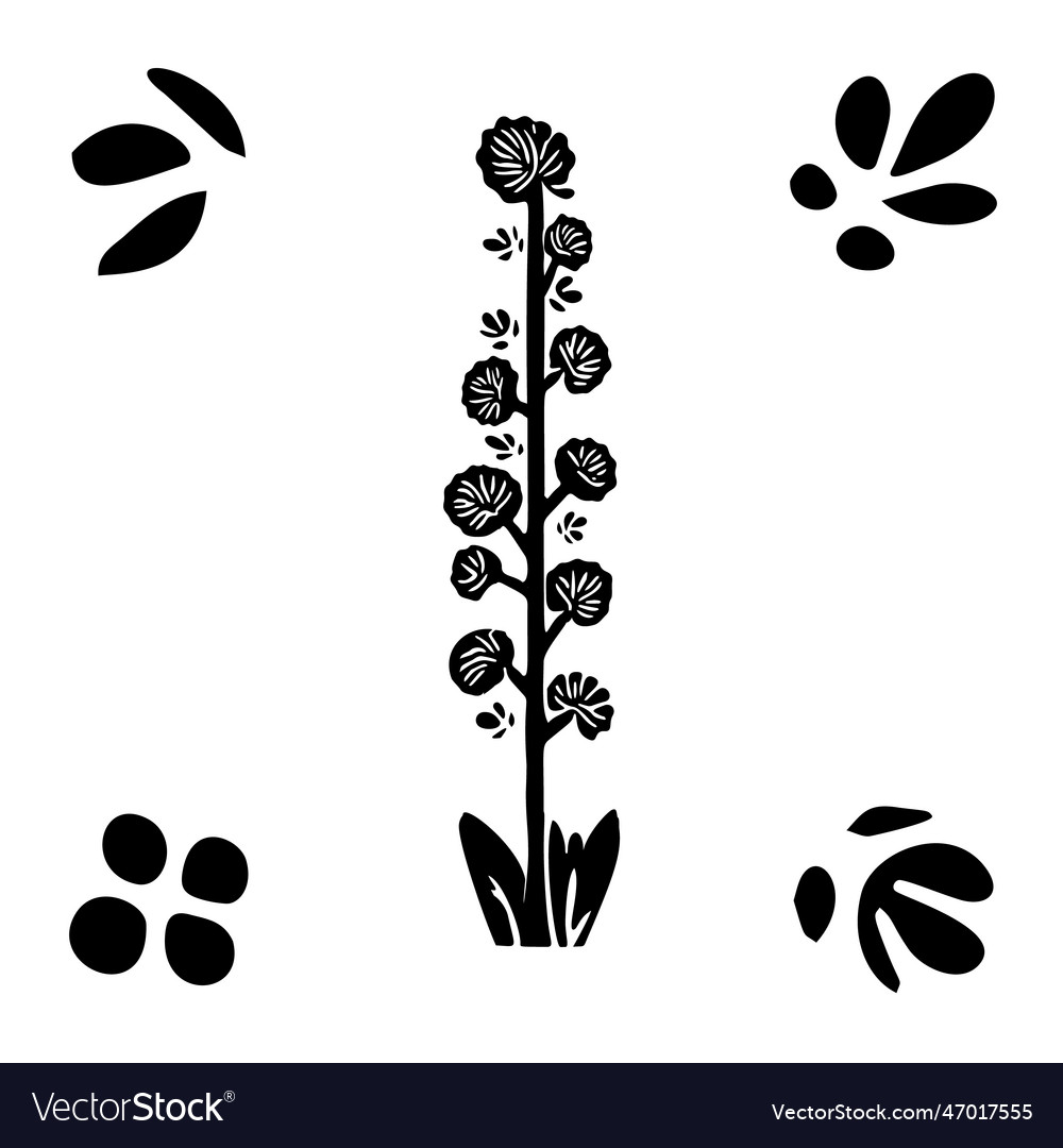 Linocut tree design elements in scandi vector image Linocut tree design elements in scandi