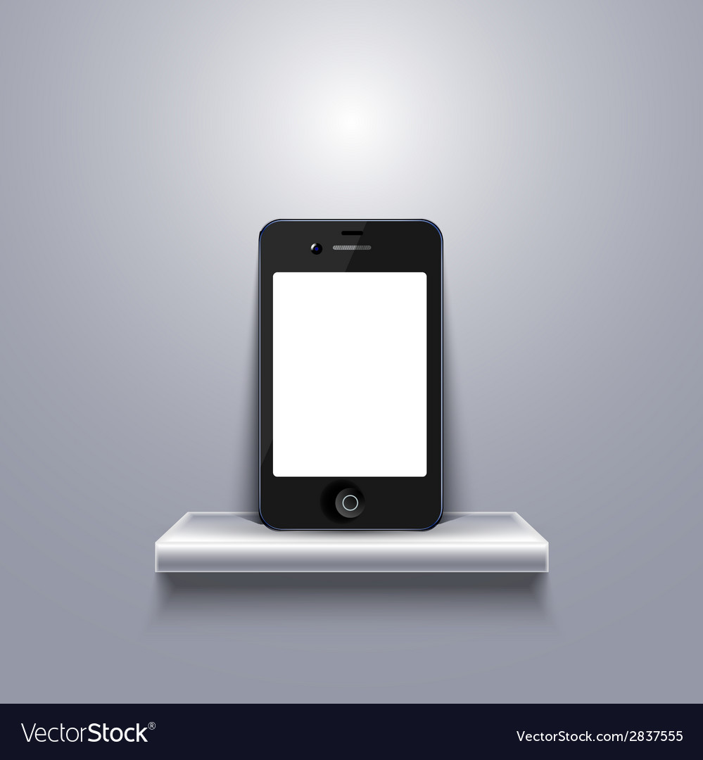 Modern smartphone on shelf