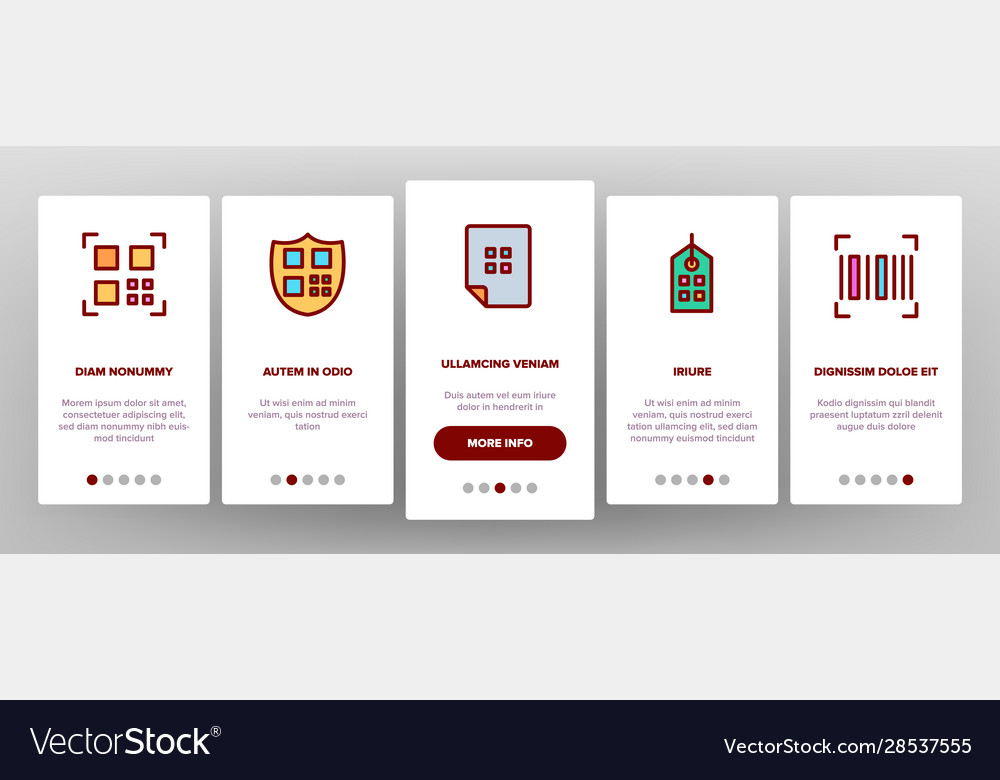 Qr code scan onboarding icons set vector image Qr code scan onboarding icons set
