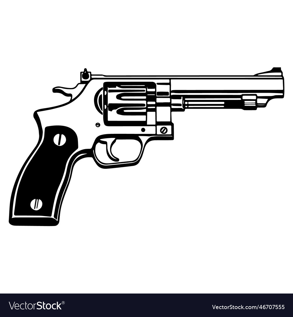 Revolver in drawing stencil style Royalty Free Vector Image