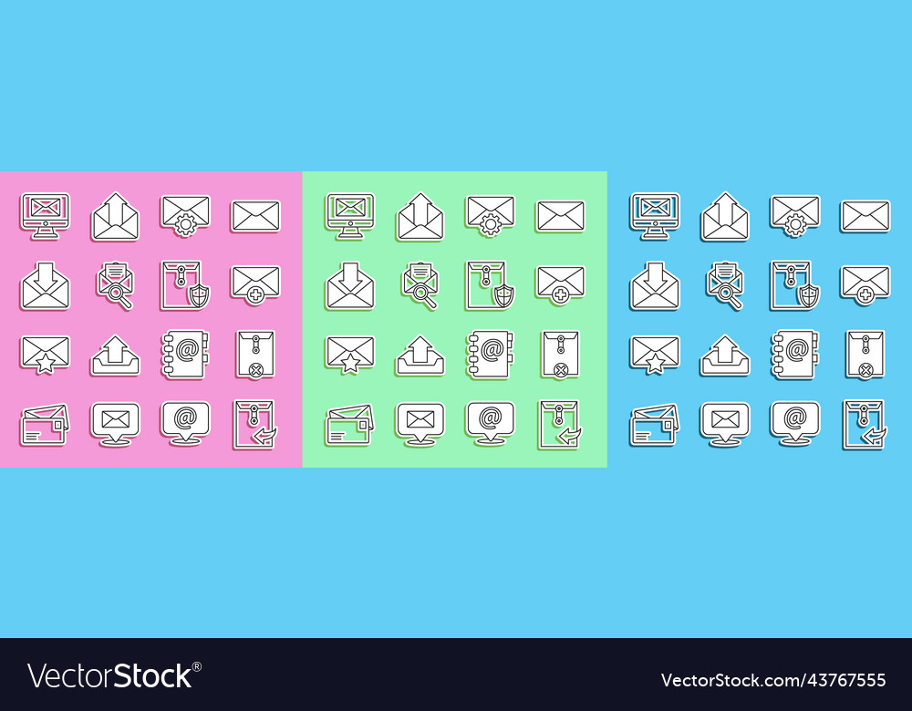 Set line envelope delete received vector image Set line envelope delete received