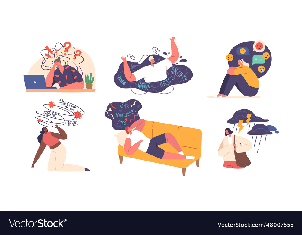 Set of characters with psychological problems Vector Image Set of characters with psychological problems