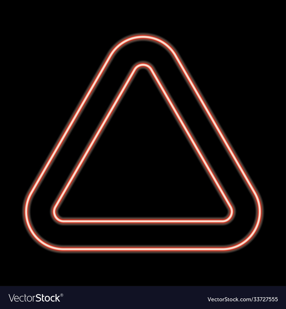 Triangular sign warning neon icon elements web vector image Triangular sign warning neon icon elements web