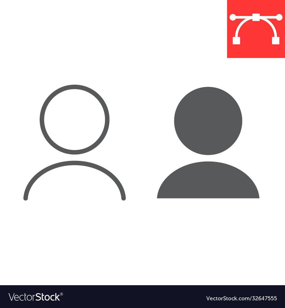 User profile line and glyph icon ui button