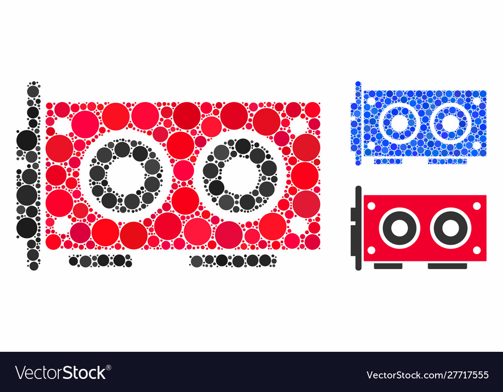 Video graphics card mosaic icon round dots