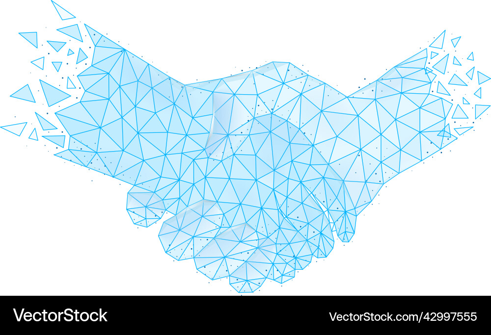 Wireframe hand shake composition Royalty Free Vector Image