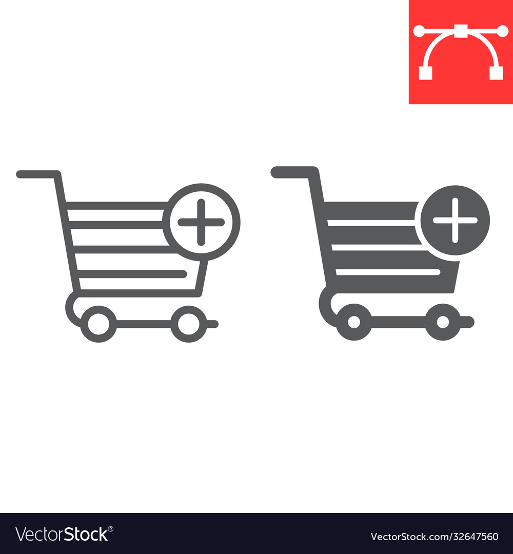 Add to shopping cart line and glyph icon ui