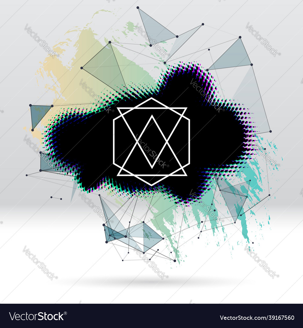 Background with brush stroke blot triangular vector image Background with brush stroke blot triangular