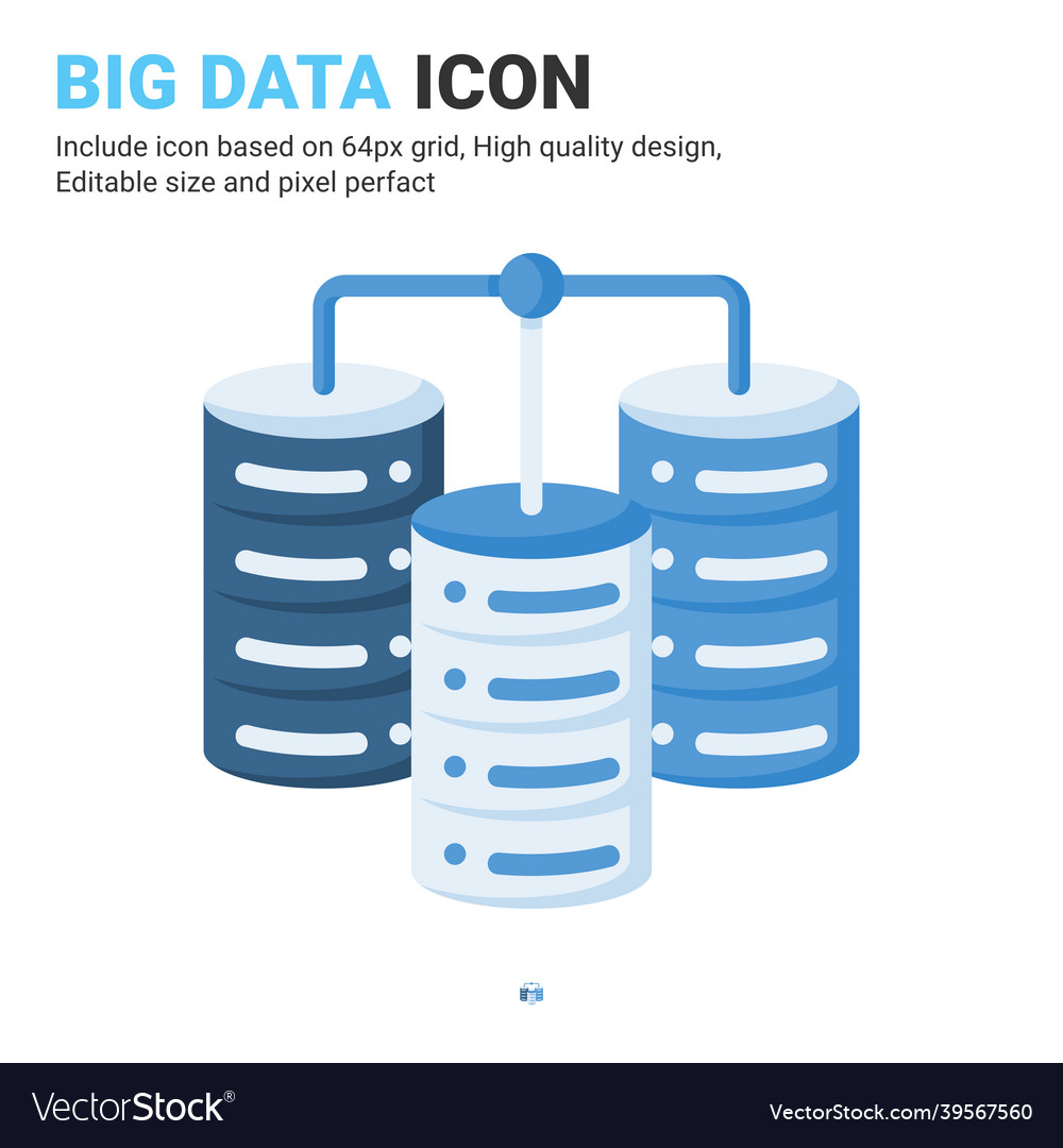 Big data icon with flat color style isolated vector image Big data icon with flat color style isolated