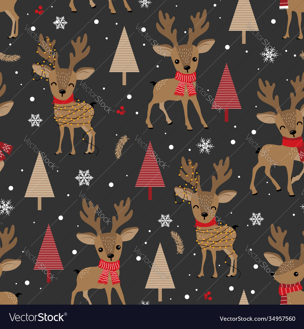 Christmas seamless pattern with reindeer vector image Christmas seamless pattern with reindeer