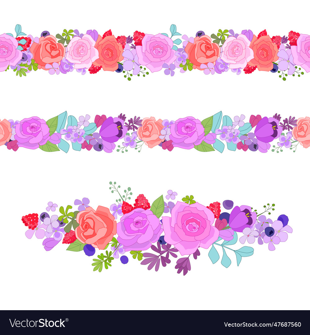 Collection of horizontal seamless borders