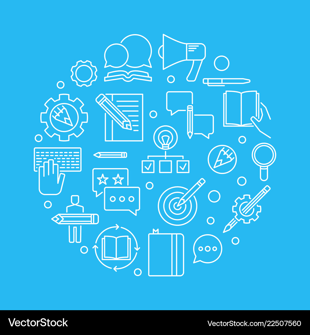 Content strategy round linear Royalty Free Vector Image