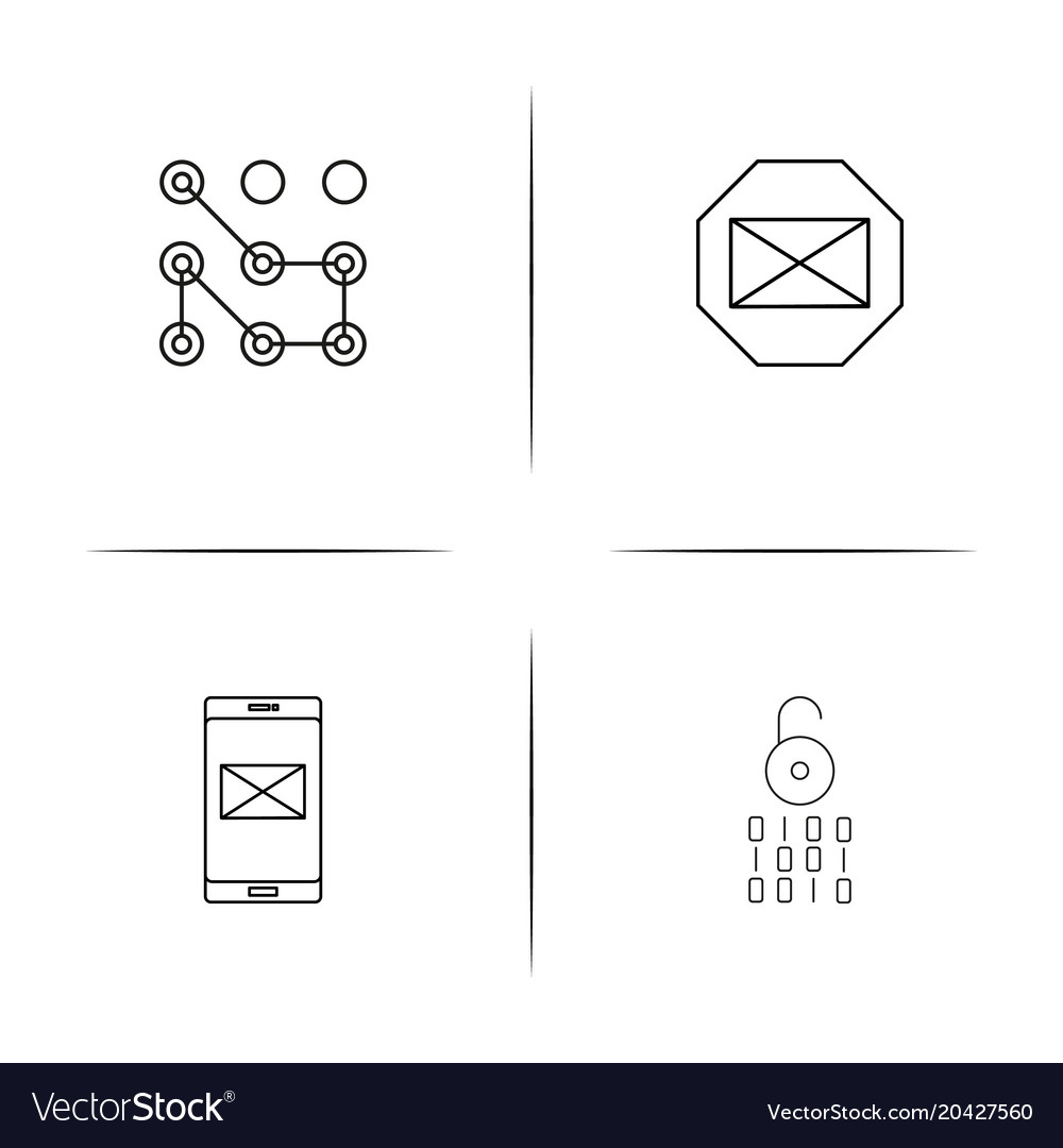 Cyber security simple linear icon setsimple