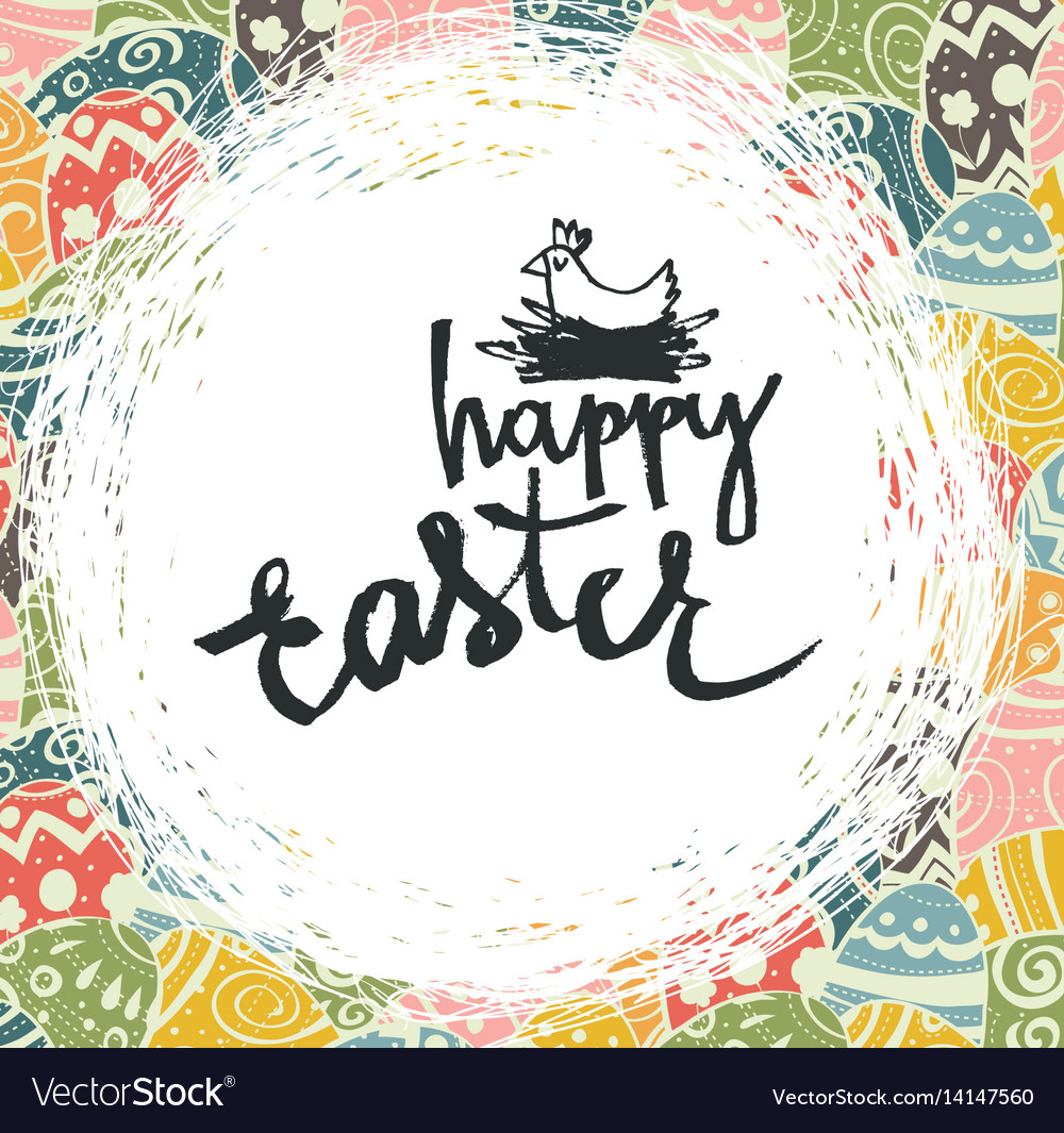 Easter eggs pattern colorful background and happy