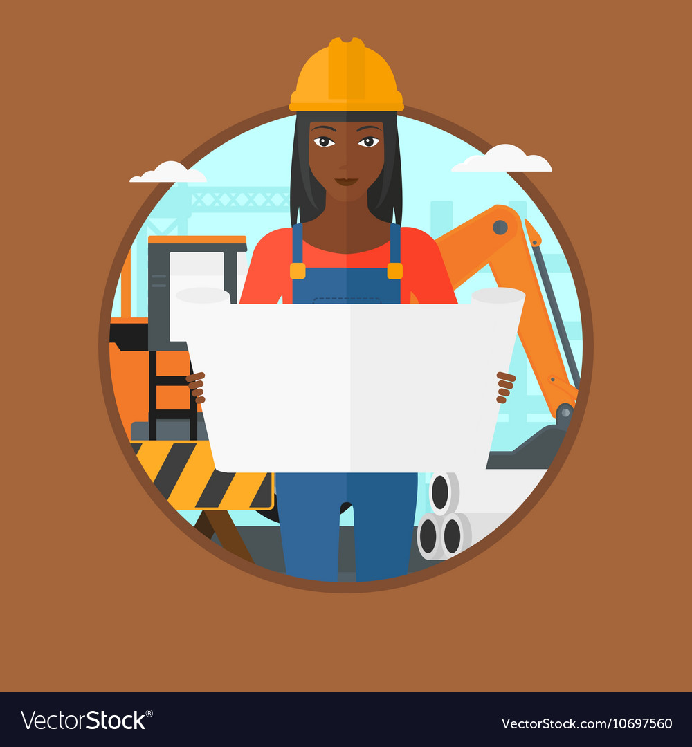 Engineer watching a blueprint