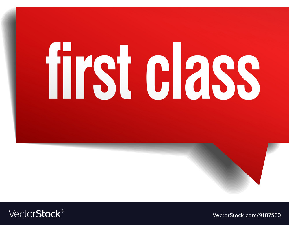 First class red 3d realistic paper speech bubble
