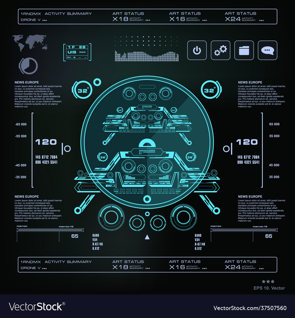 Futuristic blue virtual graphic touch user