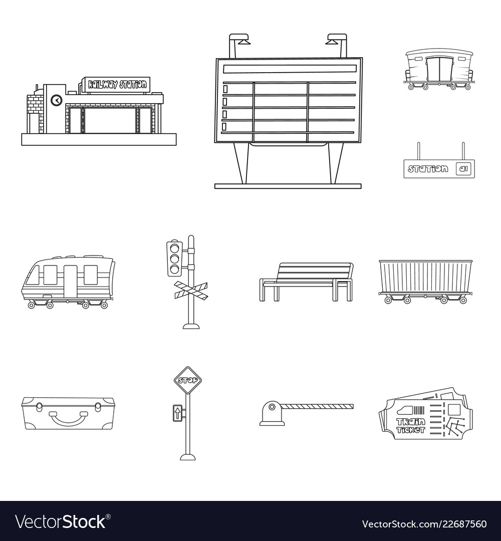 Isolated object of train and station logo set