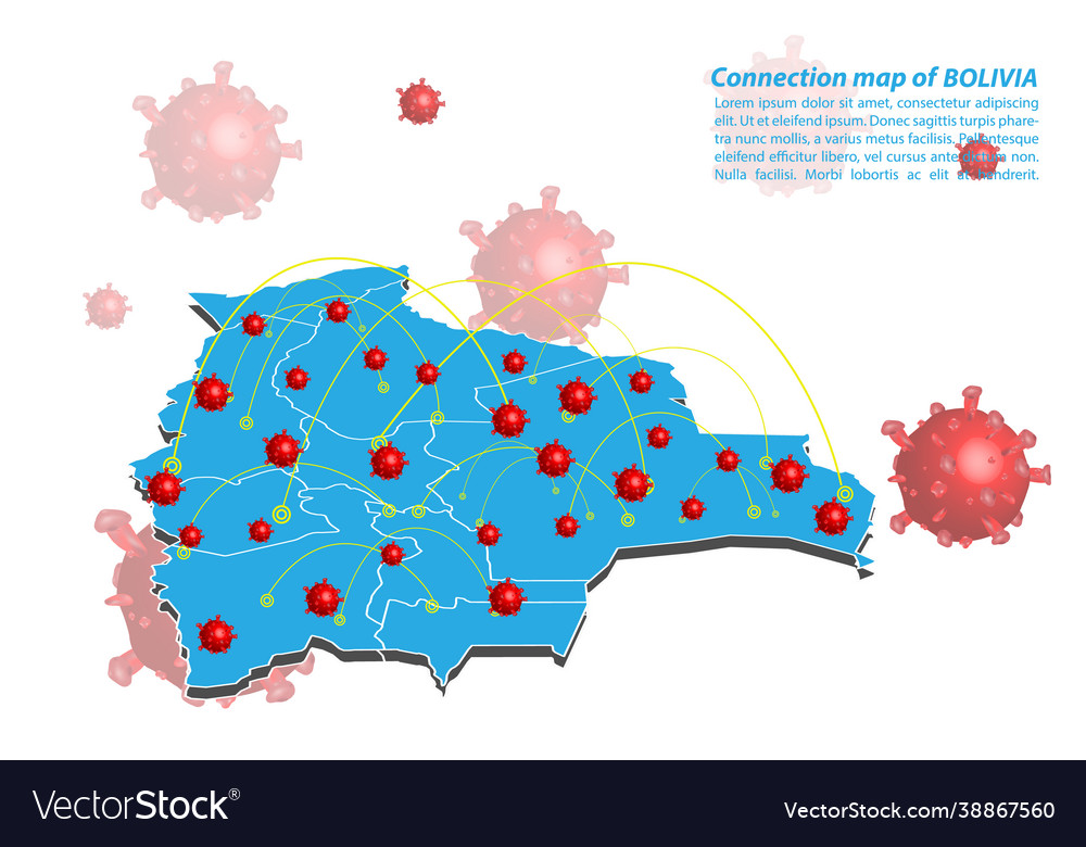 Map connection bolivia with covid-19 virus