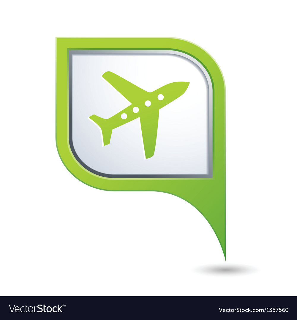 Map pointer with airplane icon