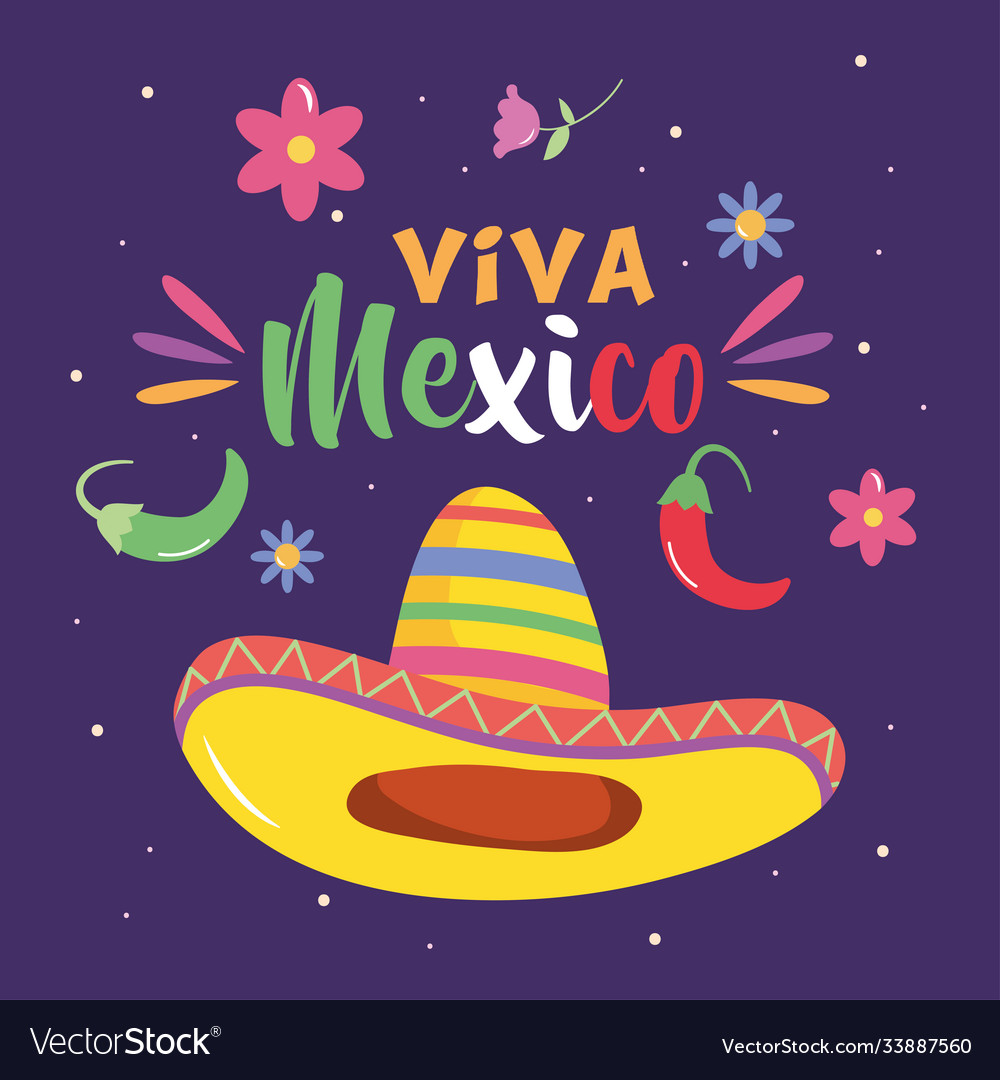 Mexico independence day design with mexican hat Vector Image