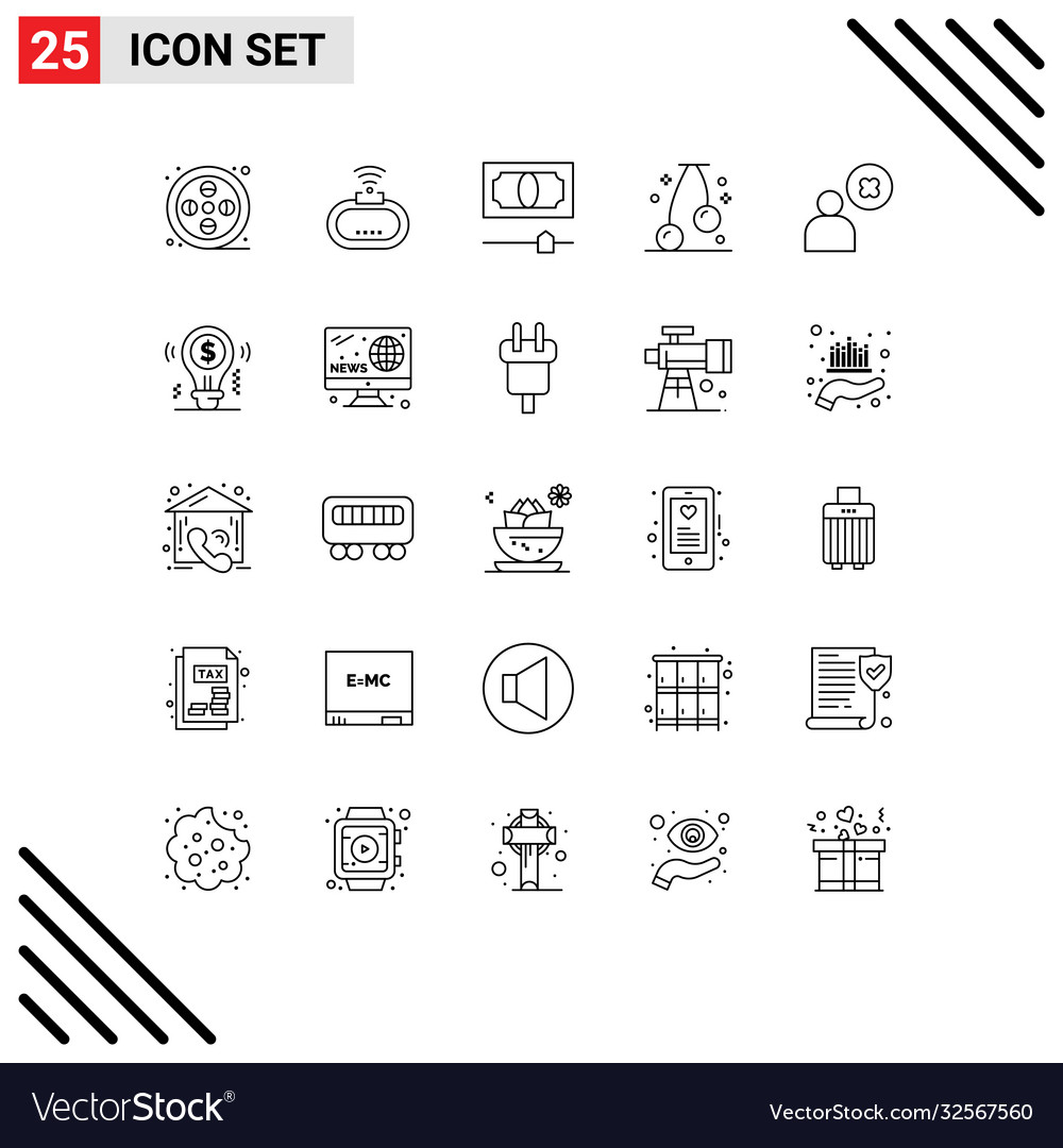 Modern set 25 lines pictograph user delete