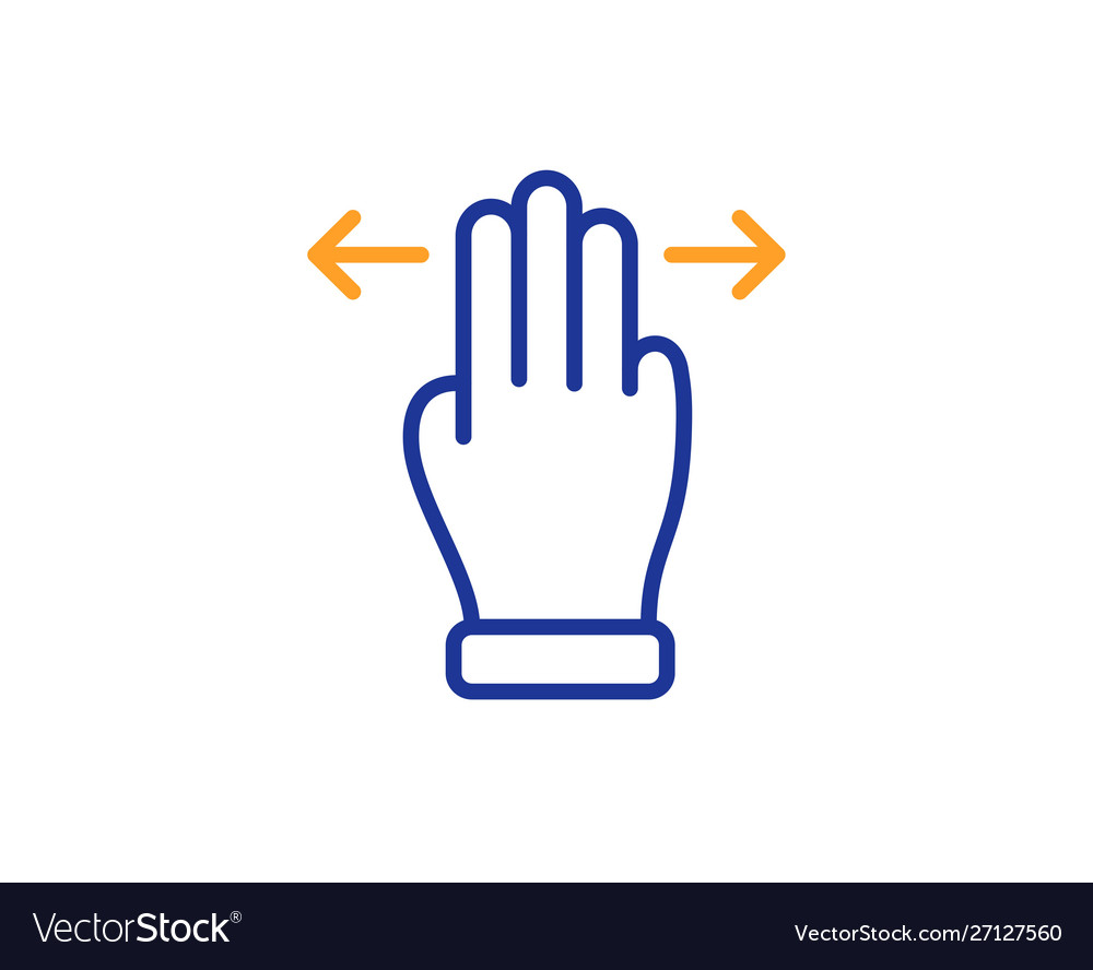 Multitasking gesture line icon slide arrow sign vector image Multitasking gesture line icon slide arrow sign