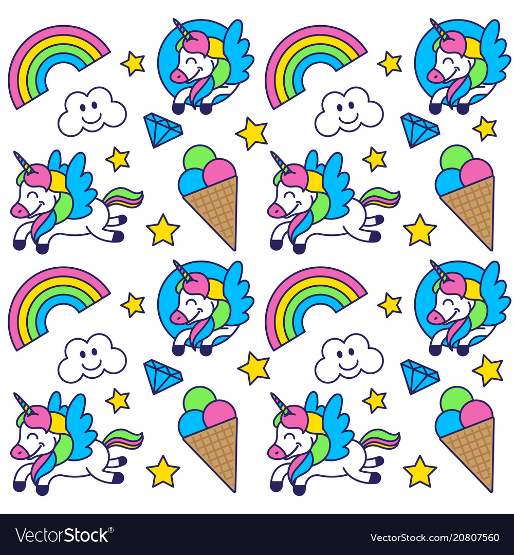 Pattern with happy unicorn