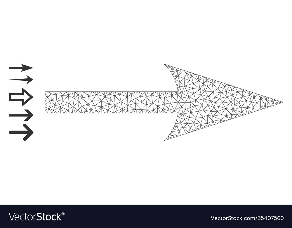 Polygonal net sharp arrow right icon with simple vector image Polygonal net sharp arrow right icon with simple