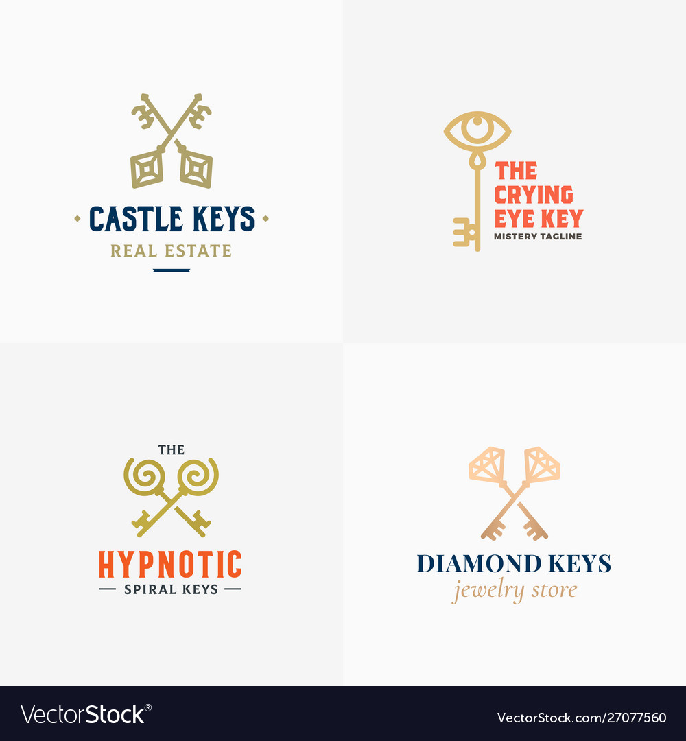 Retro Keys Small Collection Abstract Signs Vector Image