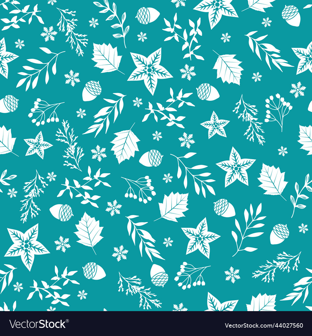 Seamless winter pattern with leaves acorns vector image Seamless winter pattern with leaves acorns