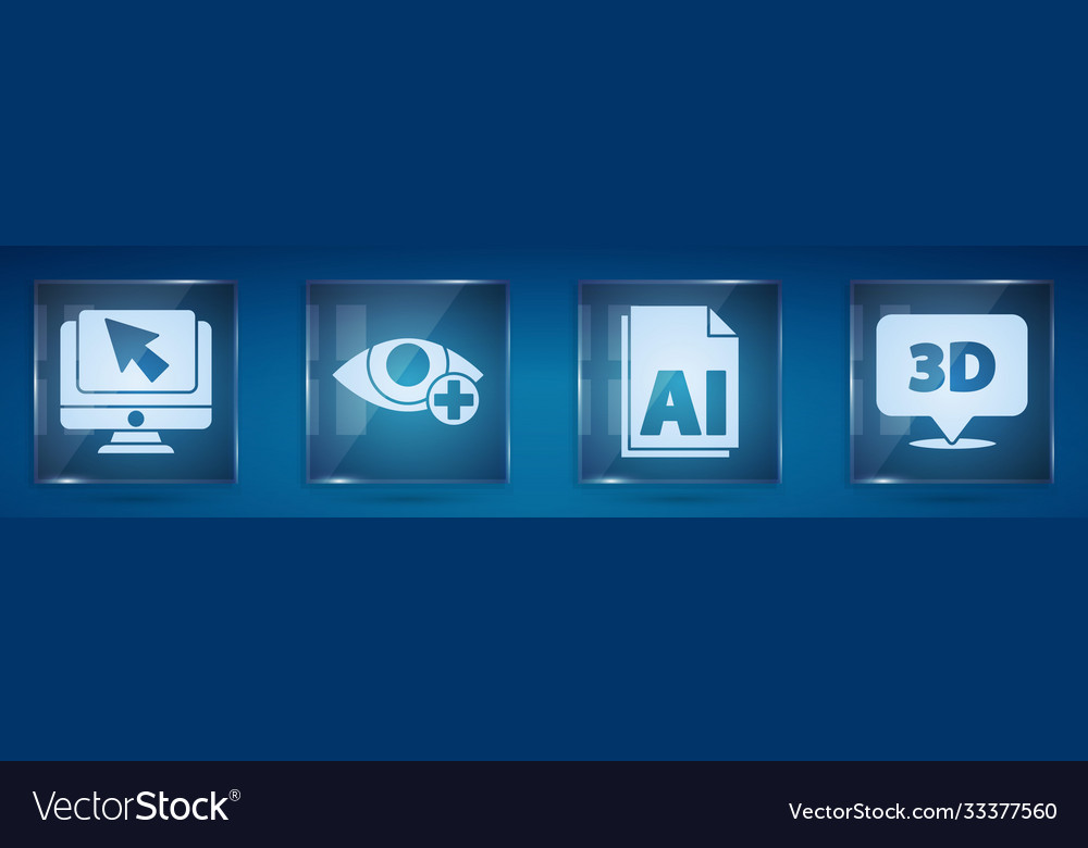 Set computer monitor and cursor red eye effect Vector Image Set computer monitor and cursor red eye effect