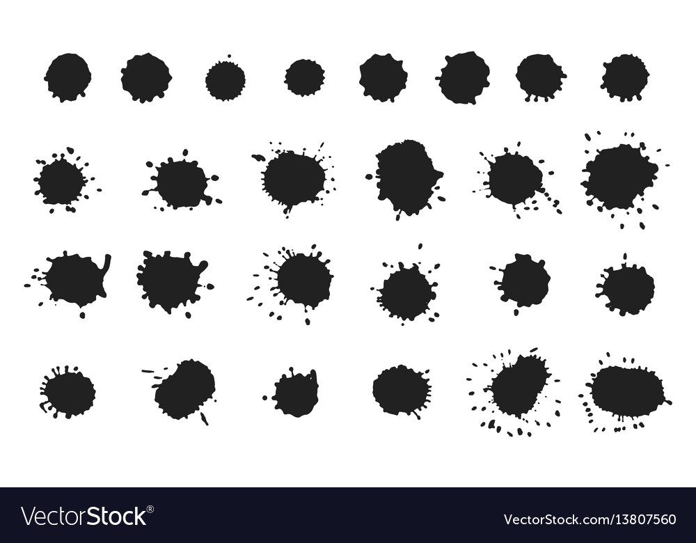 Set of ink splashes blots splatter