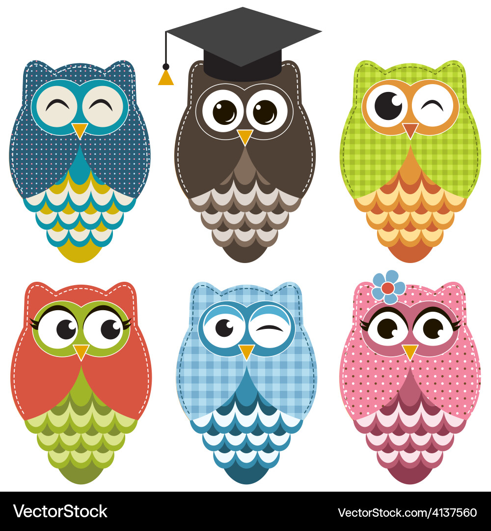 Set with owls Royalty Free Vector Image - VectorStock