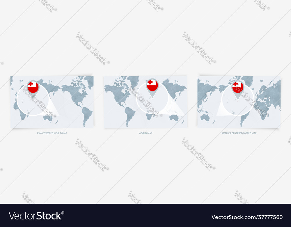 Three versions world map with enlarged Vector Image Three versions world map with enlarged