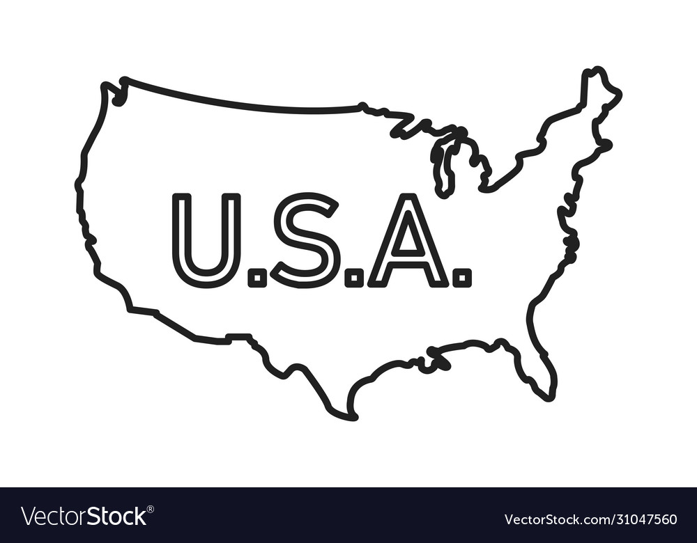 Usa map linear isolated silhouette symbol Vector Image