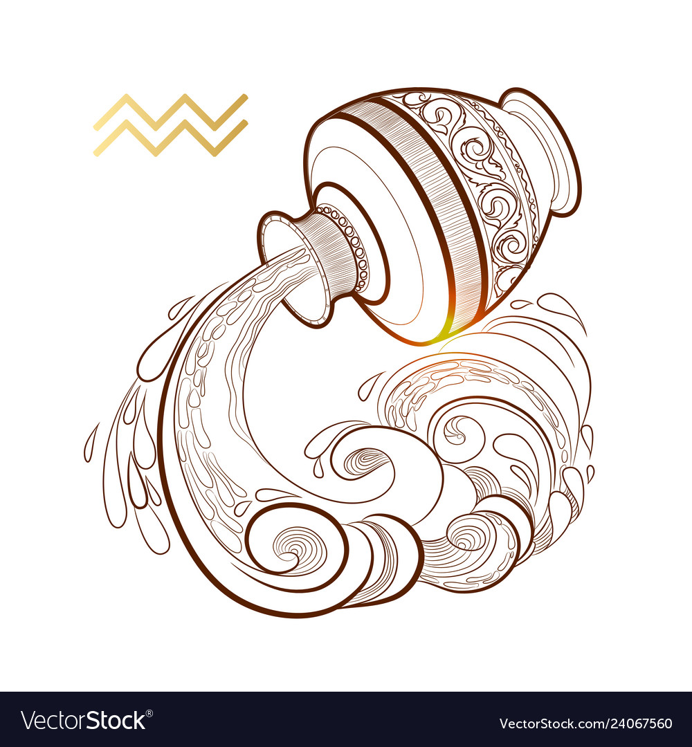 Zodiac sign aquarius isolated on white background vector image Zodiac sign aquarius isolated on white background
