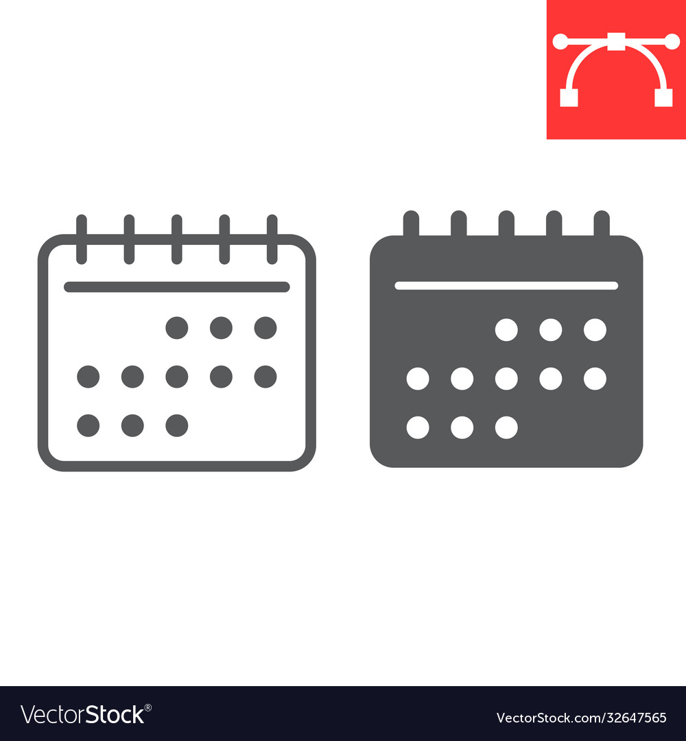 Calendar line and glyph icon ui button